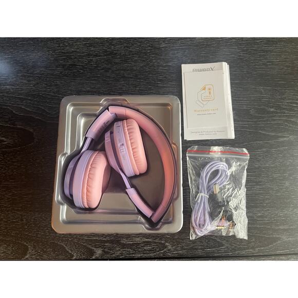 Riwbox WT-7S Kids Bluetooth Wireless Headset -Pairs to Phone, Tablet - Purple - Picture 3 of 11